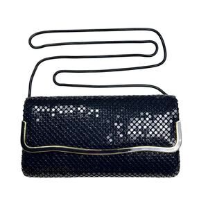 Vintage Metal Mesh Evening Bag Navy Blue La Regale Shoulder Purse Pocketbook 60s